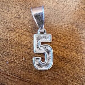 Sterling Silver 925 Number 5 Pendant for Necklace
